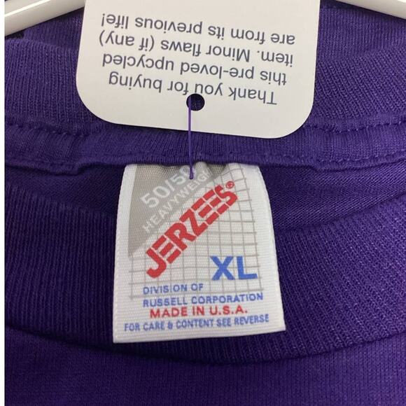 Hand Printed Upcycled XL Fall Leaves Floral Harvest Bouquet Short Sleeve Tee - Picture 6 of 7